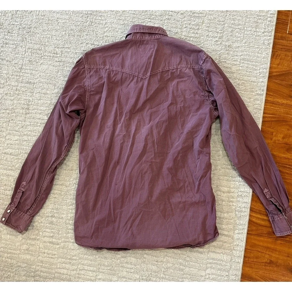 RafterC Maroon Fade Pink Pearl Snap Button Up Collared Long Sleeve Shirt Men XXL
